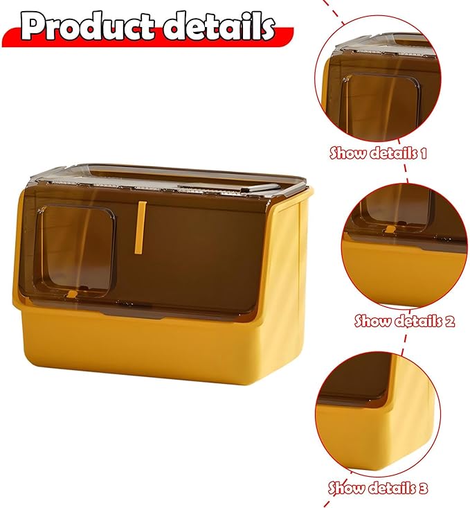 Hooded Cat Litter Box Enclosed Covered Toilet Container Sturdy Deep Pan Portable Pet Supplies Kitten Potty- Yellow