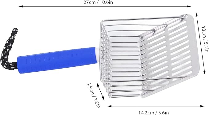 Cat Litter Scoop, Removable Handle Cat Litter Sifter, Stainless Steel Fast Filtration Cat Litter Shovel for Kitten Cat Dog Poop (Blue)