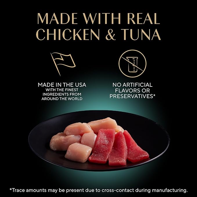 Sheba Perfect Portions Wet Cat Food Pate Gourmet Chicken & Tuna Entree, 2.6 oz. Twin-Pack Trays, Cat Food Wet Recipe (24 Count, 48 Servings)