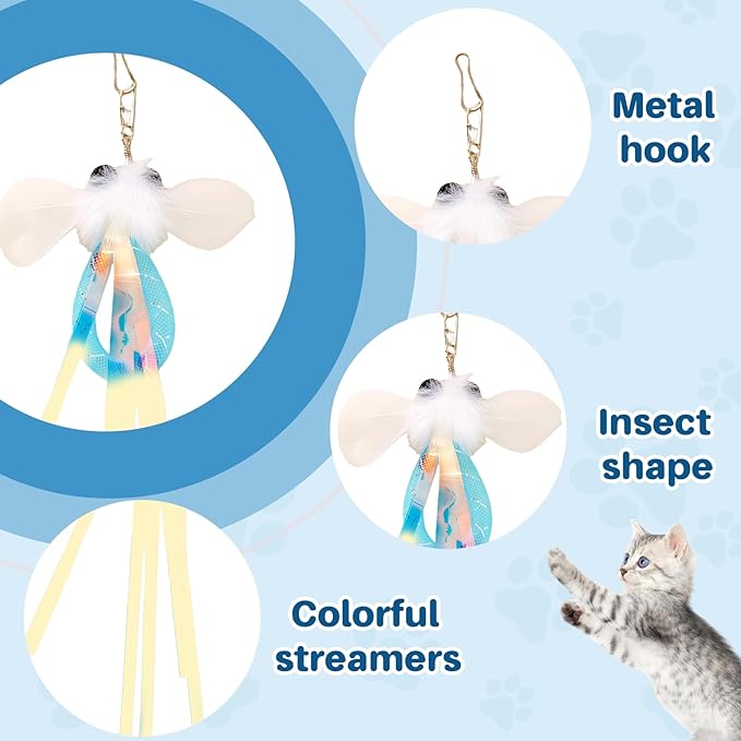 Walfront Interactive Cat Toys with Sky Blue and Pink Flower Suction Base, Indoor Cat Toy for Overweight or Inactive Cats, Multi Cat Homes, Boosts Activity, Self Play and Interactive Fun
