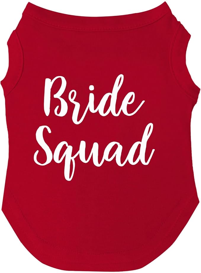 Bride Squad Dog Tee Shirt | Sleeveless | Wedding Photo Prop | Bridal Shower | Engagement Announcement (Red, Medium 40)