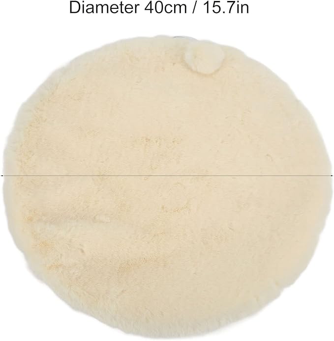 KANASI 1.6 Inch Round Faux Rabbit Fur Cat Bed, Replacement Pad for Pet Sleeping Mats for Windowsills Cages Kennels and Furniture (Cheese White)