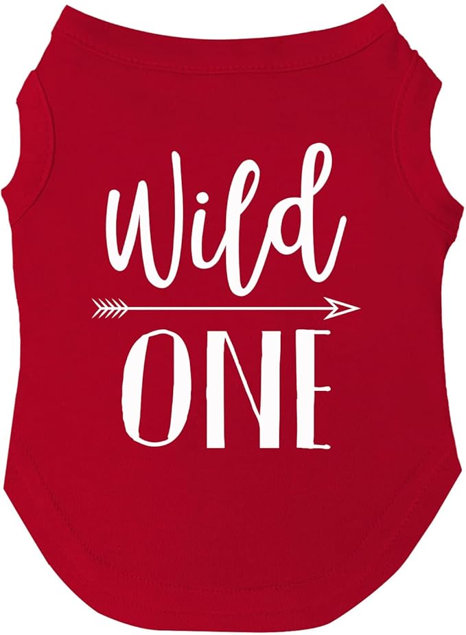 Wild One Dog Tee Shirt | Sleeveless | Sizes for Puppies, Toys and Large Breeds (Red, 4X-Large 95)
