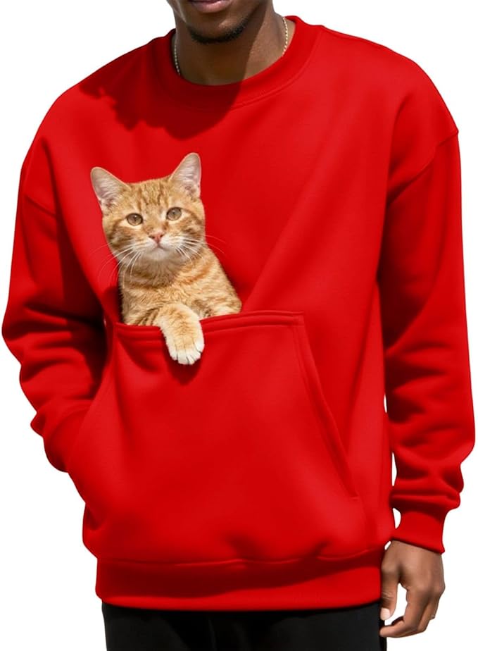 Pet Pouch Sweatshirt Men Kangaroo Pocket Pullover Puppy Cat Care Shirt Dog Carrier Top Animal Holder Crewneck Unisex