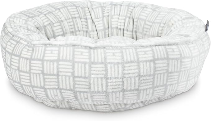 Fringe Studio Handdrawn Bookliner Gray Small Circle Microplush Pet Bed 18" - Poly Filled - Machine Washable (742006)