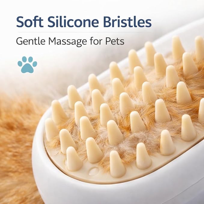 Electric Cat Grooming Brush with Spray, 3 in 1 Self-Cleaning Pet Comb for Shedding, Massage & Hair Removal, Rechargeable Deshedding Brush for Long & Short Haired Cats and Dogs