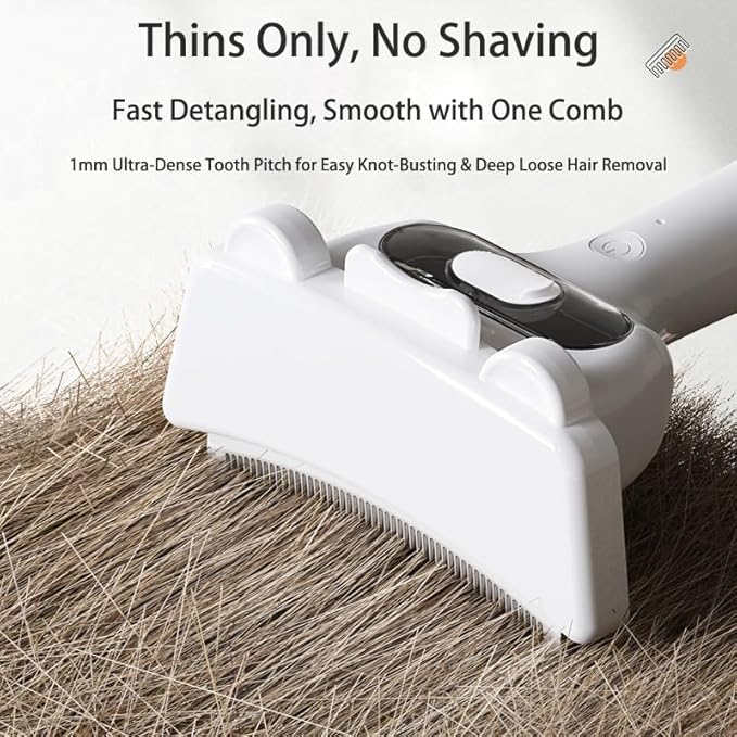 Bestselling Steam Pet Grooming Brush | One-Push Hair Removal for Cats Dogs Rabbits | 2-Level Adjustable Mist | USB Rechargeable | 304 Stainless Steel Teeth