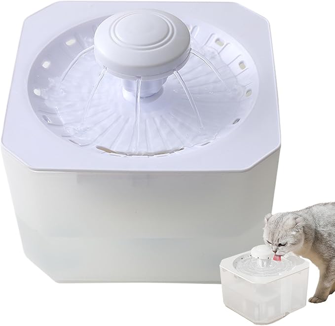 Cat Fountain,2500ml Automatic Quiet Large Capacity Pet Supplies,Dog Water Dispenser - for Puppy Animal Travel Crate House Outside Feeding Tipping Night Hot Day Offices Indoor Home