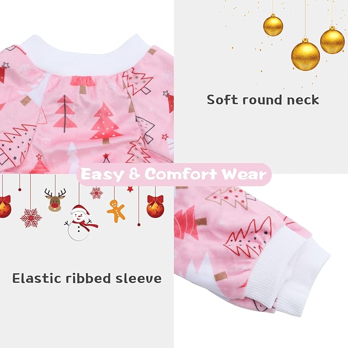 CuteBone Fleece Dog Christmas Pajamas Clothes Puppy Jammies Pet Apparel Cat Onesie for Chihuahua Yorkie Frenchies P312L