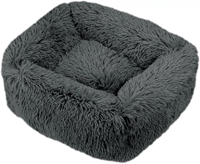 Donut Dog & Cat Bed - Soft Plush Self-Warming Cave for Cats & Small to Medium Dogs | Calming Cuddler with Improved Sleep & Comfort(Gray,17.72X5.91X13.78 in)