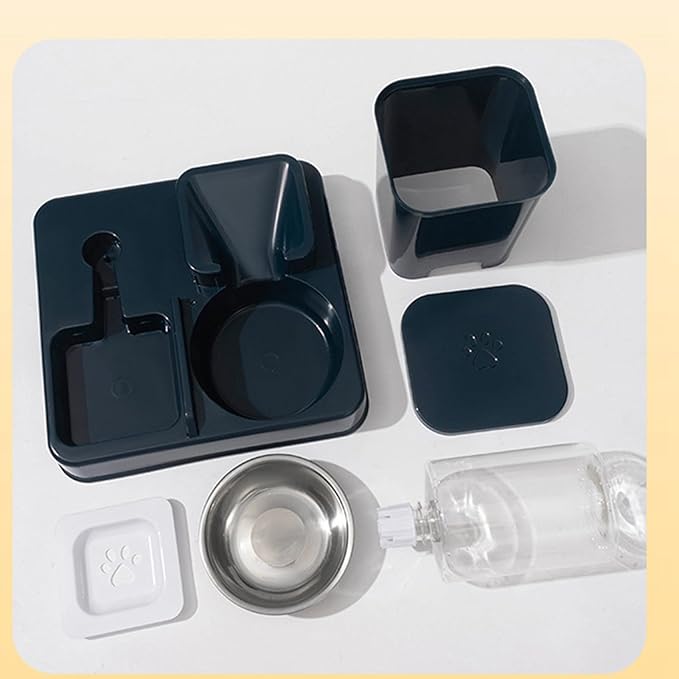 Dog Double Bowl Feeder Automatic Cats Food Container and Water Dispenser for Dog Daily Feeding Watering Supply Feeder for Food Dispenser