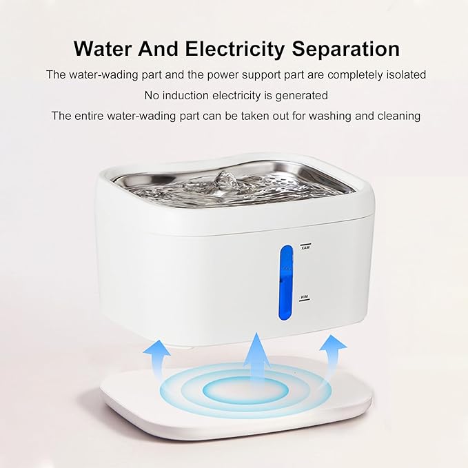 Brrnoo Cat Water Fountain Stainless Steel - 87oz/2.5L Pet Drinking Fountain for Cats Indoor - Automatic Cat Watering Dispenser Bowl with Water Level Window - Quiet for Cats & Dogs (B)