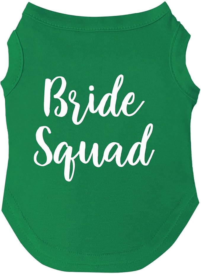 Bride Squad Dog Tee Shirt | Sleeveless | Wedding Photo Prop | Bridal Shower | Engagement Announcement (Green, 5X-Large 40)