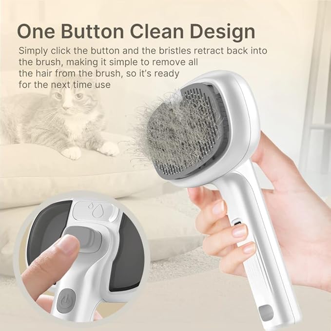 2-Piece Pet Grooming Set - 3-in-1 Self-Cleaning Steam Brush & Deshedding Glove for Dogs & Cats - Cool Mist Grooming Brush for Shedding, Massage & Cleaning