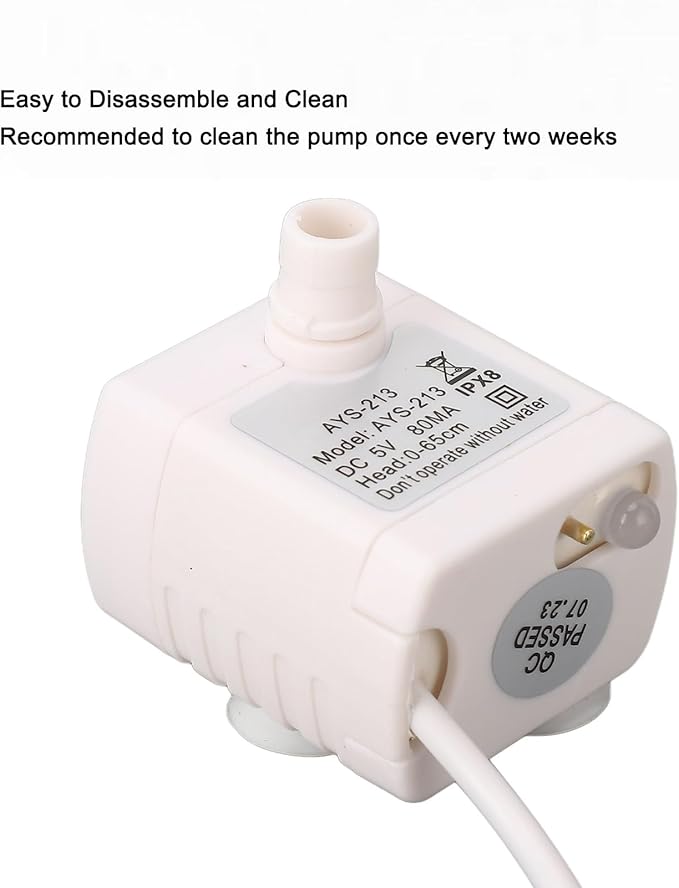 Pet Water Fountain Pump, Cat Water Fountain Pump Replacement, Quiet Prevent Dry Burning Water Dispenser Pump for Fish Tank