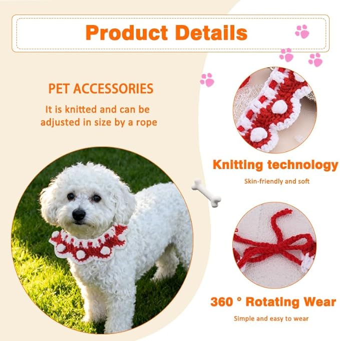 Small Dog Cat Bib Collar Pet Scarf Bib Small Dog Wedding Christmas Holiday Bandana Cats Birthday Party Outfit Cat Dress Up Accessories Tiny Dogs Neck Decoration Cats Saliva Towel Costume for Dogs Pet