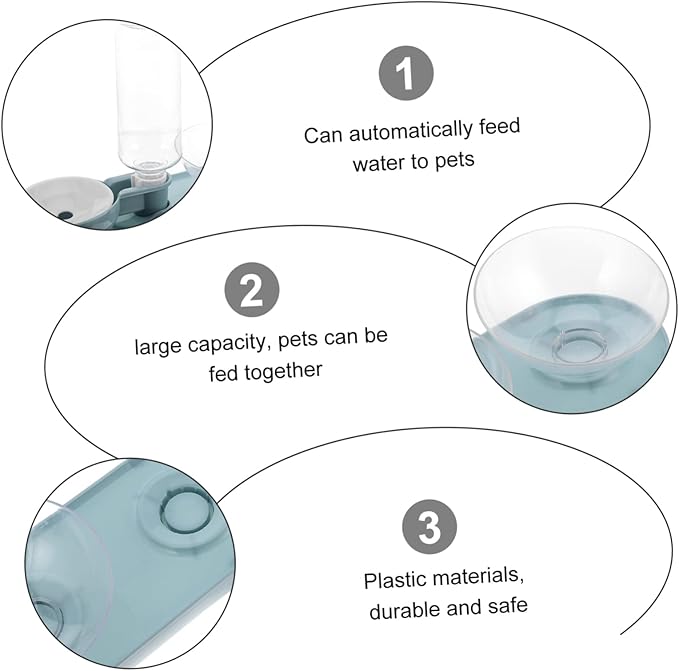 Pet Feeder Dual Tilt Bowls and Cat Water Bottle Automatic Water Dispenser for Cats and Dogs Easy to Design Convenient Pet Feeding