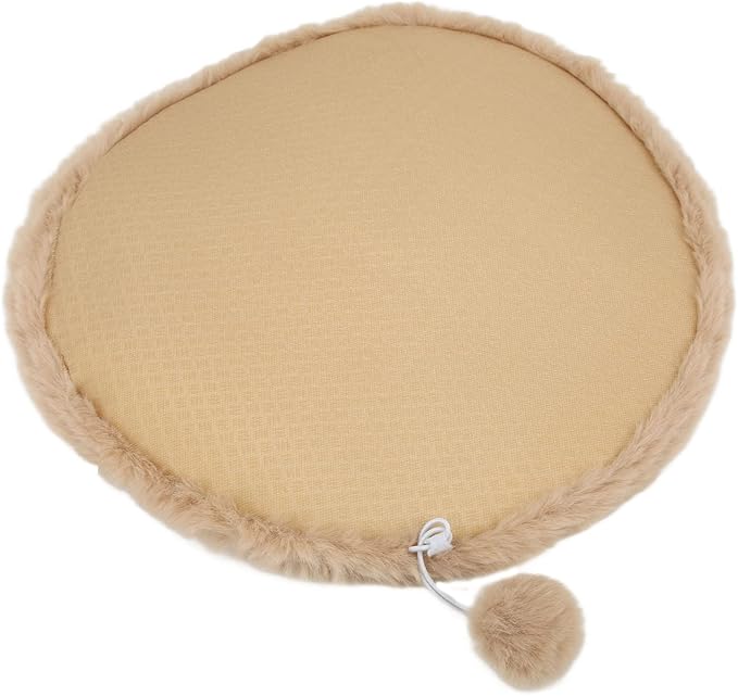 KANASI 1.6 Inch Round Faux Rabbit Fur Cat Bed, Replacement Pad for Pet Sleeping Mats for Windowsills Cages Kennels and Furniture (Grey)