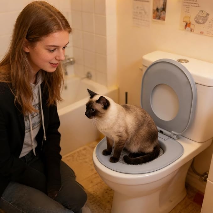 Cat Potty Toilet Training Kit | Removable Potty Seat,Toilet Litter Box Trainer | for Indoor Home Apartment Bathroom Basement Pet Shop
