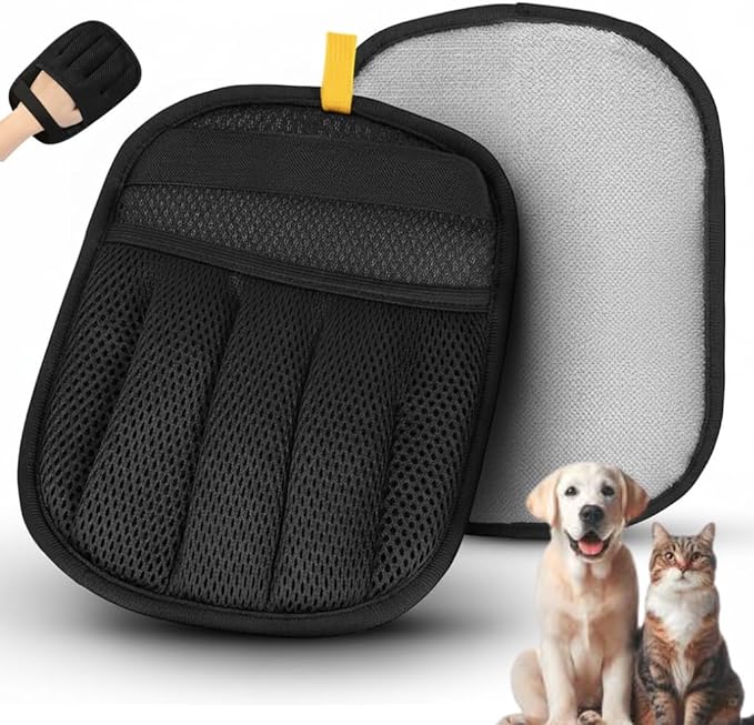 2 Pack Pet Hair Remover Gloves, Enhanced Five Finger Static Grooming Mitts for Cats and Dogs, Washable Reusable Fur Removal Tool for Furniture, Clothing, Carpet, Couch and Car Seats