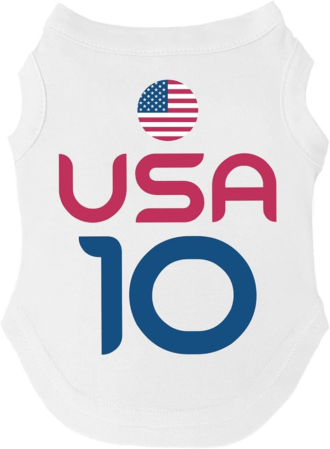 USA Flag Soccer Jersey Style Dog Tee Shirt | Sleeveless Breeds | International Soccer | Game Day |White, 2X-Large 1659