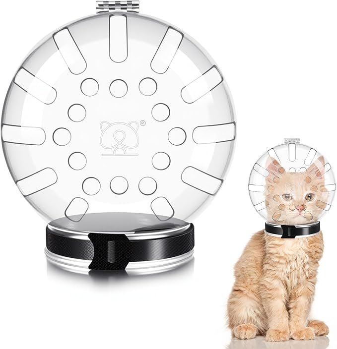 Kifmurase Cat Muzzle for Grooming Adjustable Hood Transparent Cats Helmet Anti Bite Muzzles Prevent from Cats Biting Scratching, Breathable Cat Bubble Muzzle for Nail Trimming Shaving and Bathing