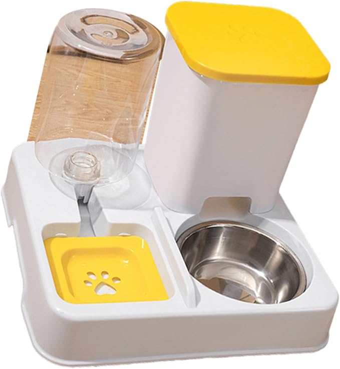 Dog Double Bowl Feeder Automatic Cats Food Container and Water Dispenser for Dog Daily Feeding Watering Supply Water Dispenser Automatic Travel