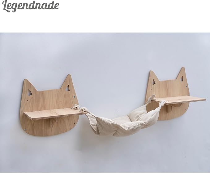 Personalized Cat Hammock Cats Face Shaped, Custom Name Hanging Hammock with 2 Cat Shelves, Wall Mounted Cat Window Perch, Cat Bed for Playing Sleeping Scratching