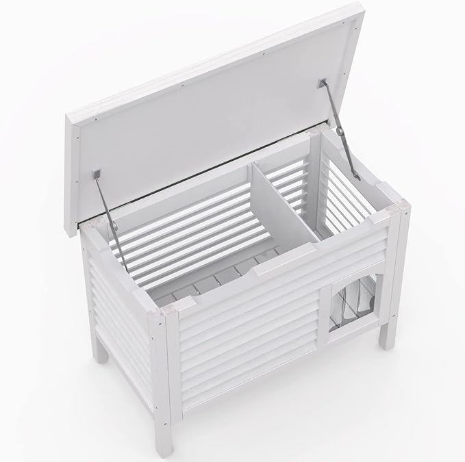 GDLF Outdoor Cat House Solid Wood Feral Cat Shelter with Waterproof Roof & Special Full Ventilation Design Keeps Multiple Felines Cool for Hot Summers 31.9" Lx18.9 Wx23.6 H