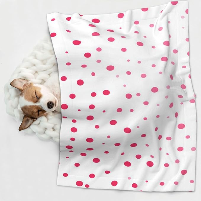 Cat Dog Blanket Pink Flat Dots Ultra Soft Warming Mat for Indoor Pet Beds Furniture 27.6 X 19.7inch