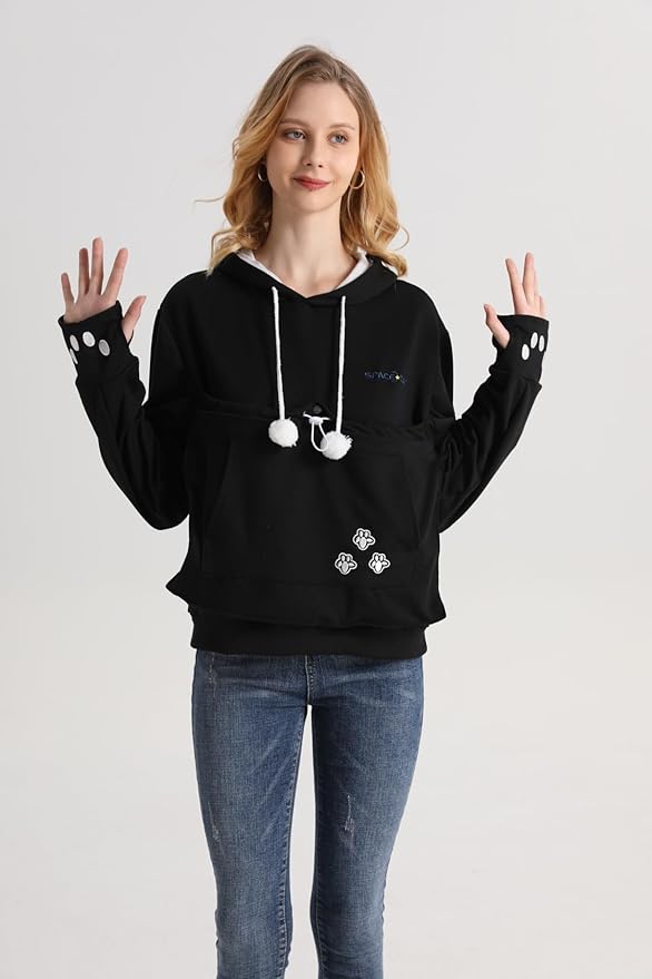 ALYC Unisex Hoodies Pet Holder Cat Dog Large Pouch Carriers Sweatshirt Cat Space Pullover Top
