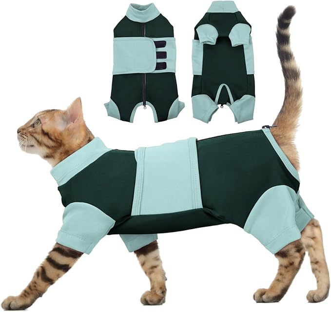 Cat Anxiety Jacket, Adjustable Cat Anxiety Suit with Zipper, Cats Anxiety Vest for Fireworks, Thunderstorm, Travel, Separation, Anxiety Calming Vest Wrap for Cats