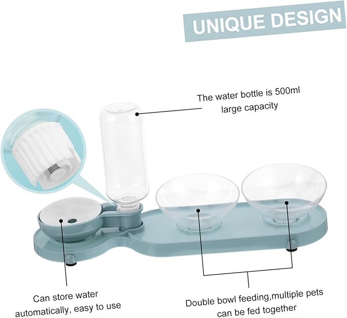 GALPADA Automatic Water Feeder with Double Tilt Bowls for Cats Pet Drinking Bottle Durable Pet Feeder Bowl Convenient Water Dispenser for Indoor Use