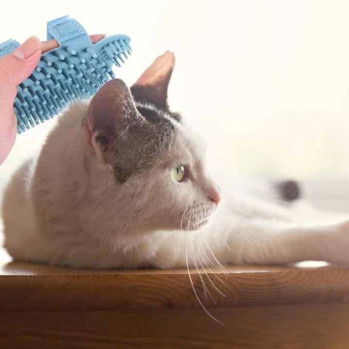 Milisten Cat Corner Self Massager Brush Silicone Pet Grooming Tool for Indoor Cats with Soft Bristles for Loose Hair Removal and Comfortable Massage on Walls and Furniture Corners
