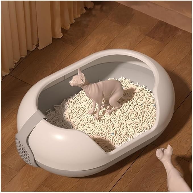 Pet Supplies, Large Cat Litter Box for Big Cats & Rabbits, Anti-Splash(Green)