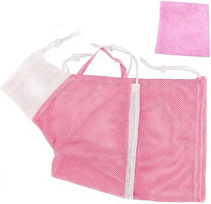 Cat Bathing Bag, Mesh Pet Grooming Restraint Bag for Washing, Nail Trimming, (Pink)