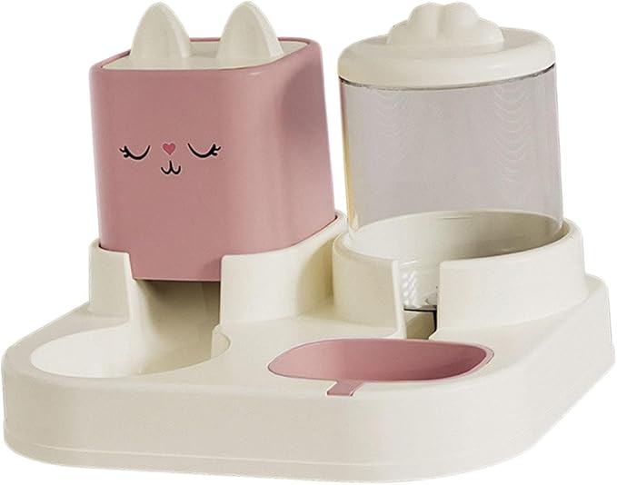 Automatic Cat Feeder Waterer Food Feeder Removable Double Bowl Pet Water Food Bowl with Water Dispenser for Laundry Rooms