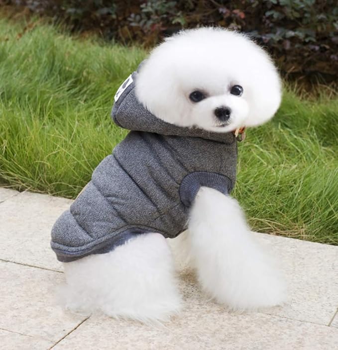 Dog Coat Rdc Pet Hoodie Cold Weather Coats Warm Dog Apparel Winter Thick Clothes Dog Cozy Jacket for Small Dog Medium Cat (XL, Grey)