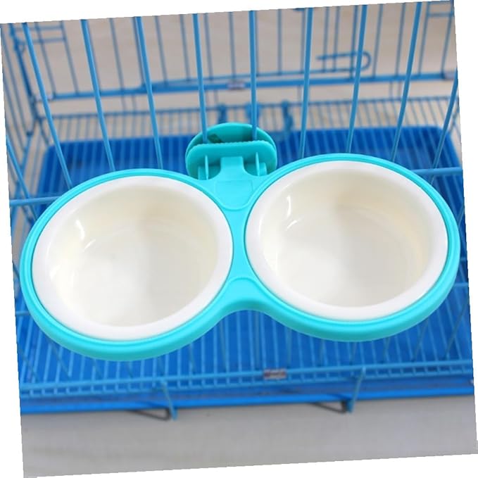 Sosoport 1pc Hanging Pet Double Bowls Large Pet Feeder for Cats and Dogs and Easy to Space-Saving Design for Convenient Feeding Cages