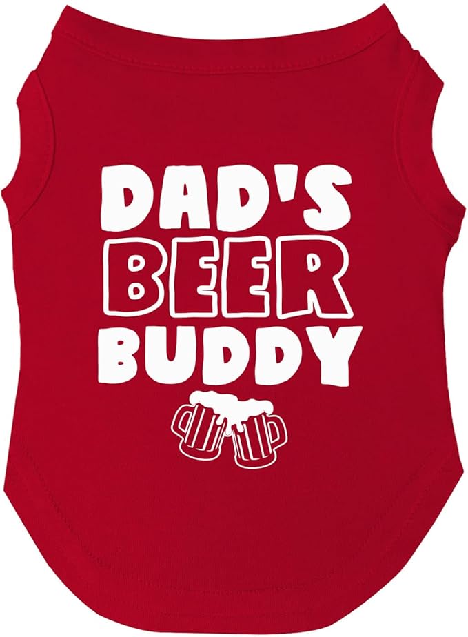 Dad’s Beer Buddy Father's Day Dog Tee Shirt | Sleeveless | Funny Beer Lovers | Brewery Bar | Drinking Parade Event Party (Red, 6X-Large 761)