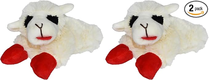 Multipet Lamb Chop Dog Plush Toy-Squeaky Toy for All Dogs - Extra Soft Plush - Stuffed Animal Dog Toy for Cuddling & Playing - Cute Pet-Toy (6", Cream) (Pack of 2)