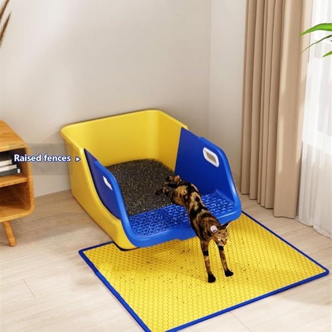 Pet Supplies, Large Open Cat Litter Box with High Sides - Anti-Splash, Easy Clean for All Cats(White)