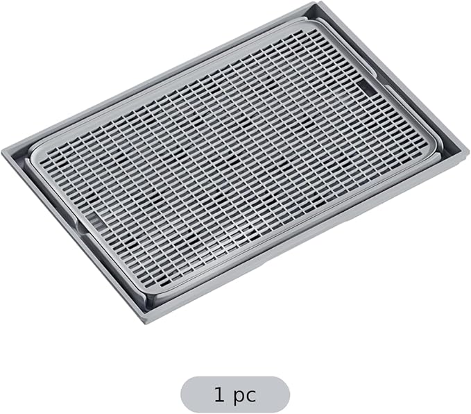Odor Control Cat Litter Mat, Double Layer Trapper Pad, 16.5 X 11.2 X 0.8 in, Light Grey, Anti-Slip Plastic,