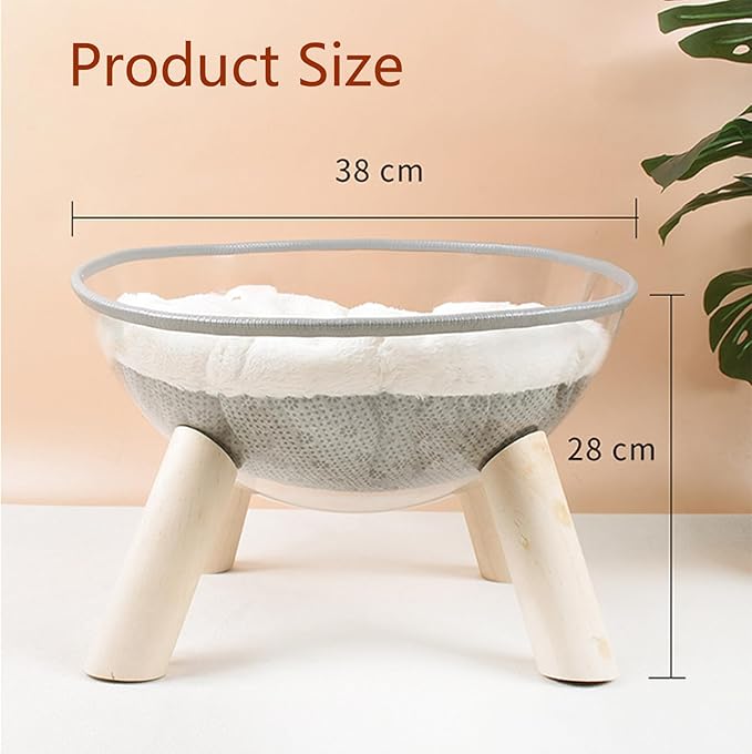 Cat House Space Capsule, Cat Beds for Indoor Cats, No Deformation Pet Bed,Clear Space Capsule Cat Bed with Cushion Transparent Capsule Indoor Cat House Clear Cat Bed Bowl Nest with Wood Legs.
