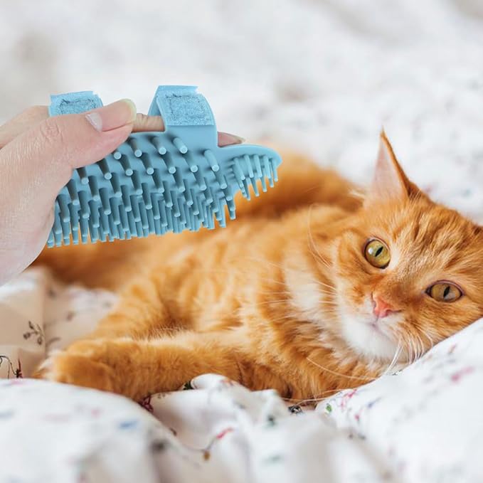 Milisten Cat Corner Self Massager Brush Silicone Pet Grooming Tool for Indoor Cats with Soft Bristles for Loose Hair Removal and Comfortable Massage on Walls and Furniture Corners