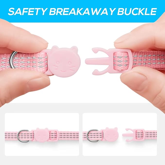Upgraded Version 6 Pack Reflective Cat Collars with Bell,Breakaway Safety Kitten Collar,Adjustable 7''-12'',for Girl Boy Cats,Pet Supplies,Stuff,Accessories