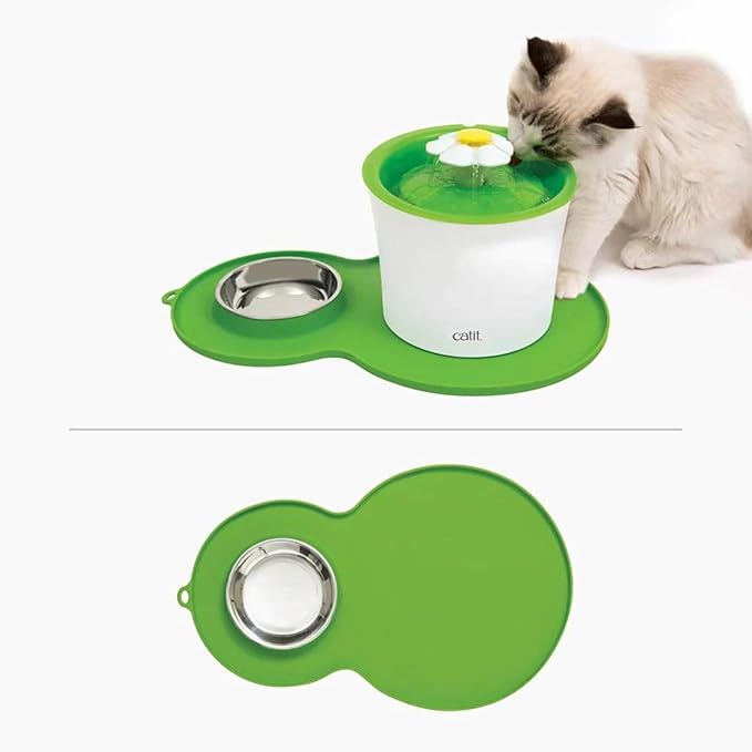 Catit Peanut Shape Cat Placemat, Green, 17.5” x 11.4”, Medium, Model: 44012