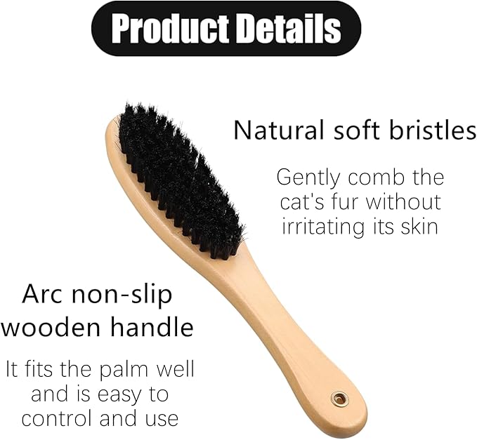 Cat Brush Professional Soft Bristle Cat Grooming Brush with Wooden Handle for Kitten Pet Grooming
