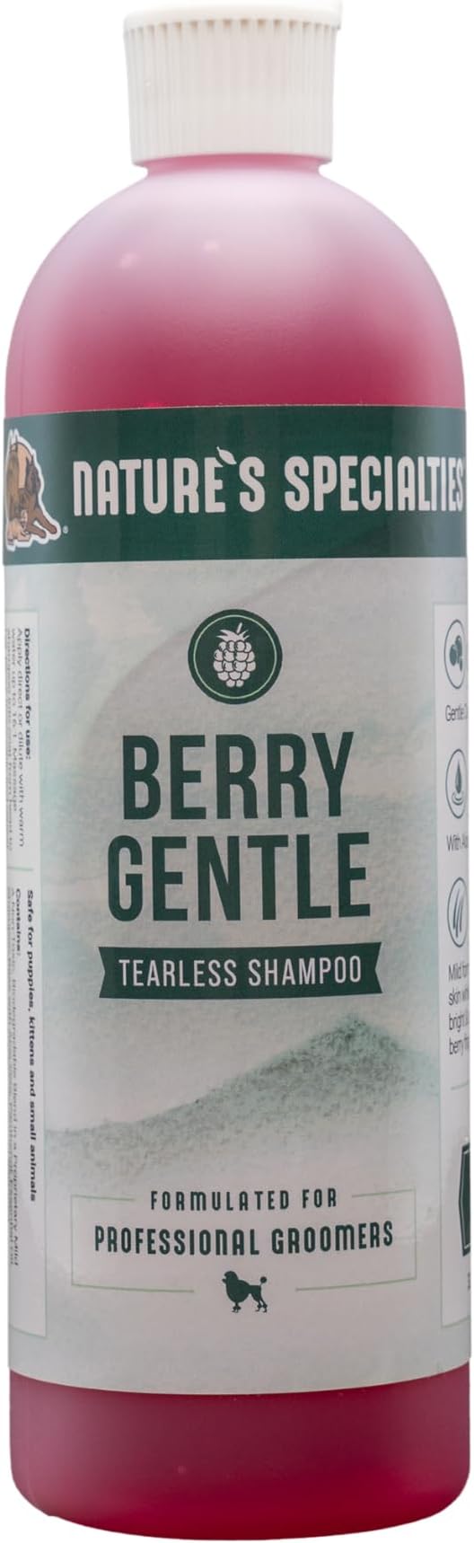 Nature's Specialties Berry Gentle Ultra Concentrated Face and Body Wash for Pets, Makes up to 2 Gallons, Natural Choice for Professional Groomers, Gently Cleanses The Skin and Coat, Made in USA, 16 oz