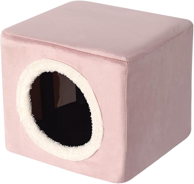 Baoblaze Cat House Cat Bed for Hideaway Furniture Sturdy Covered Cat Bed Cave Pet Condo for Cats Exercising Sleeping, Pink